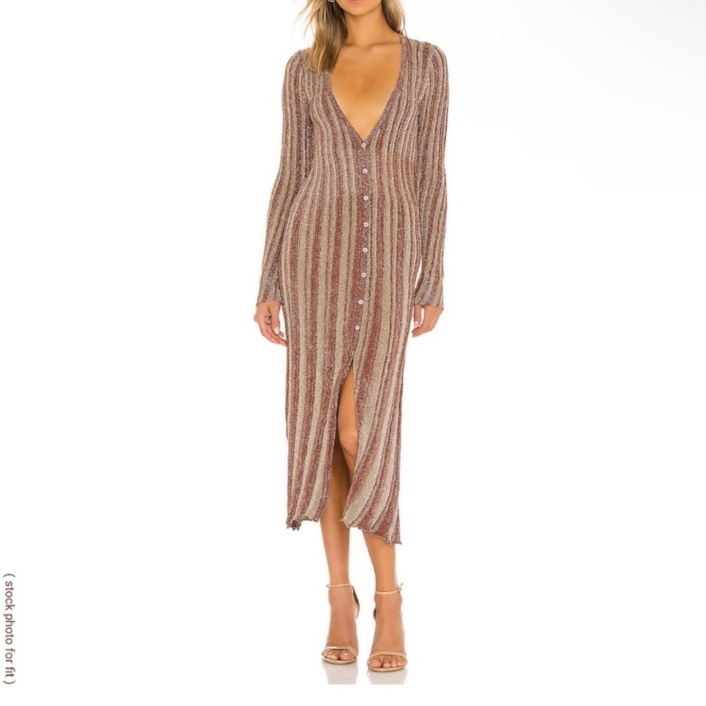 Misa Los Angeles shimmery sweater dress bronze